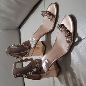I.N.C. Rose Gold Block Heel Dress Sandals